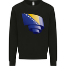Curled Bosnia and Herzegovina Flag Day Football Kids Sweatshirt Jumper Black