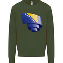 Curled Bosnia and Herzegovina Flag Day Football Kids Sweatshirt Jumper Forest Green