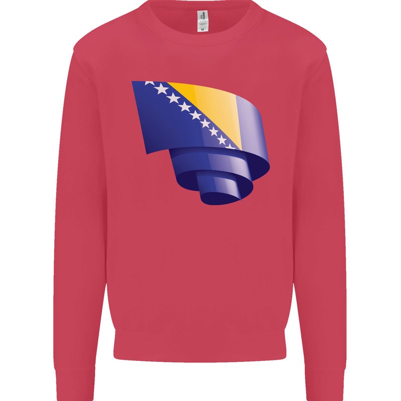 Curled Bosnia and Herzegovina Flag Day Football Kids Sweatshirt Jumper Heliconia