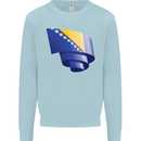 Curled Bosnia and Herzegovina Flag Day Football Kids Sweatshirt Jumper Light Blue