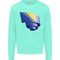 Curled Bosnia and Herzegovina Flag Day Football Kids Sweatshirt Jumper Peppermint