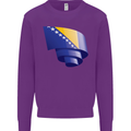 Curled Bosnia and Herzegovina Flag Day Football Kids Sweatshirt Jumper Purple