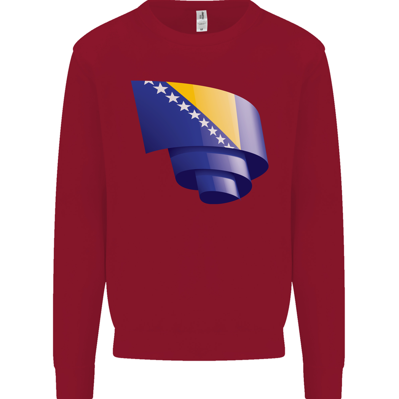 Curled Bosnia and Herzegovina Flag Day Football Kids Sweatshirt Jumper Red