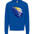 Curled Bosnia and Herzegovina Flag Day Football Kids Sweatshirt Jumper Royal Blue