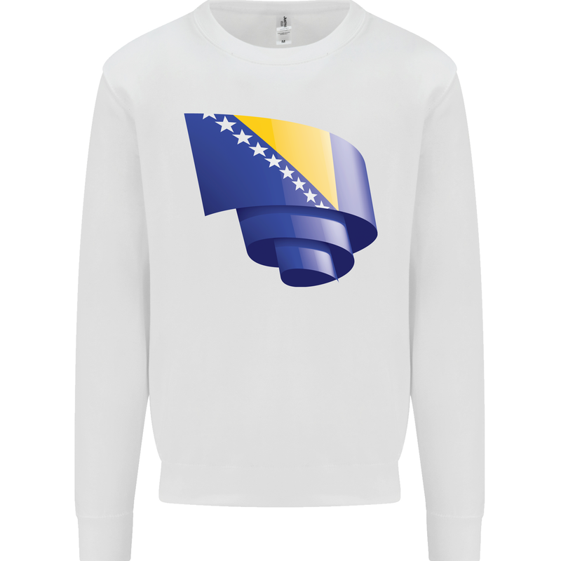 Curled Bosnia and Herzegovina Flag Day Football Kids Sweatshirt Jumper White