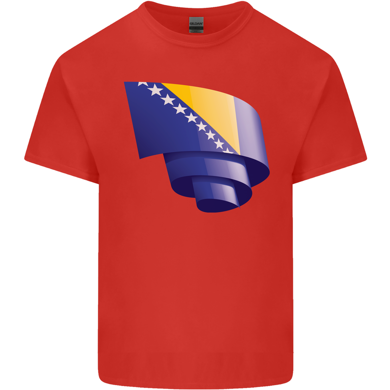 Curled Bosnia and Herzegovina Flag Day Football Kids T-Shirt Childrens Red