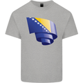 Curled Bosnia and Herzegovina Flag Day Football Kids T-Shirt Childrens Sports Grey