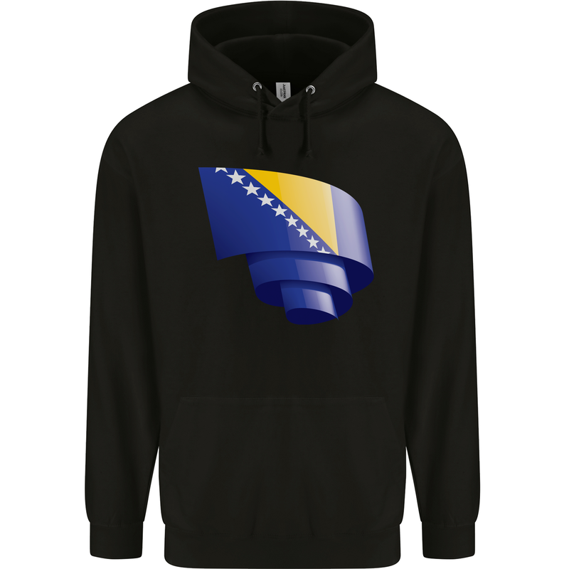 Curled Bosnia and Herzegovina Flag Day Football Mens 80% Cotton Hoodie Black