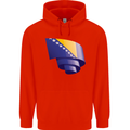 Curled Bosnia and Herzegovina Flag Day Football Mens 80% Cotton Hoodie Bright Red