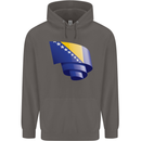 Curled Bosnia and Herzegovina Flag Day Football Mens 80% Cotton Hoodie Charcoal