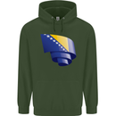 Curled Bosnia and Herzegovina Flag Day Football Mens 80% Cotton Hoodie Forest Green