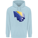 Curled Bosnia and Herzegovina Flag Day Football Mens 80% Cotton Hoodie Light Blue