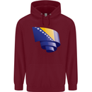 Curled Bosnia and Herzegovina Flag Day Football Mens 80% Cotton Hoodie Maroon