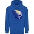 Curled Bosnia and Herzegovina Flag Day Football Mens 80% Cotton Hoodie Royal Blue