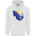 Curled Bosnia and Herzegovina Flag Day Football Mens 80% Cotton Hoodie White