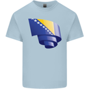 Curled Bosnia and Herzegovina Flag Day Football Mens Cotton T-Shirt Tee Top Light Blue