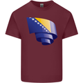 Curled Bosnia and Herzegovina Flag Day Football Mens Cotton T-Shirt Tee Top Maroon