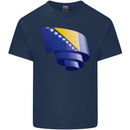Curled Bosnia and Herzegovina Flag Day Football Mens Cotton T-Shirt Tee Top Navy Blue
