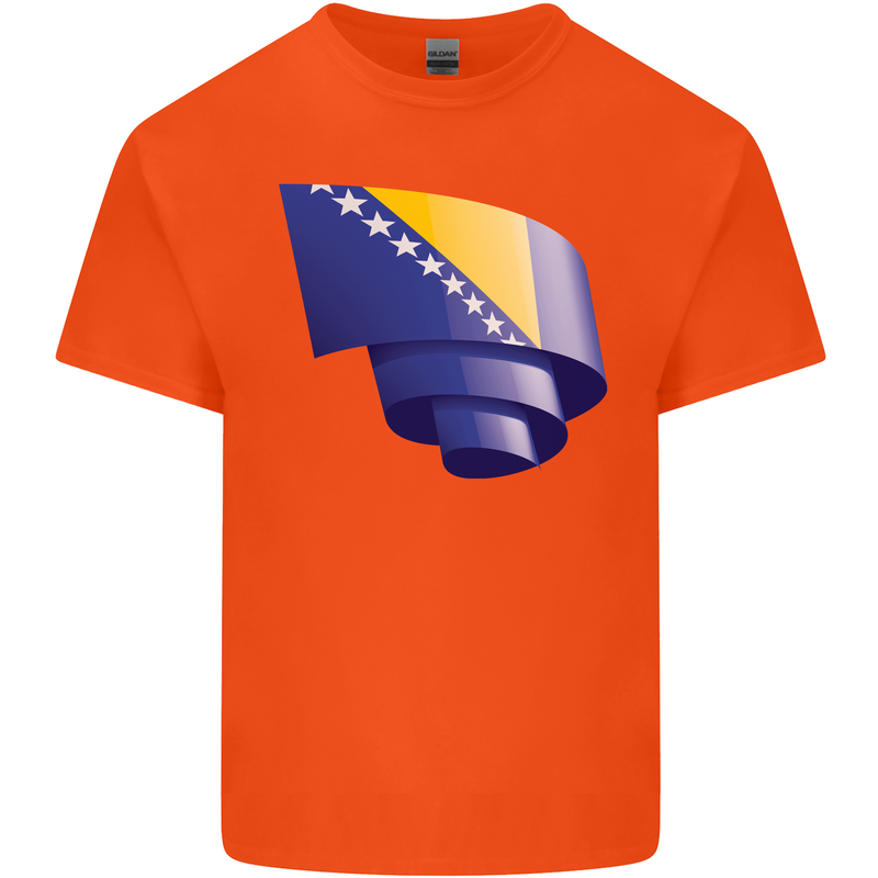 Curled Bosnia and Herzegovina Flag Day Football Mens Cotton T-Shirt Tee Top Orange