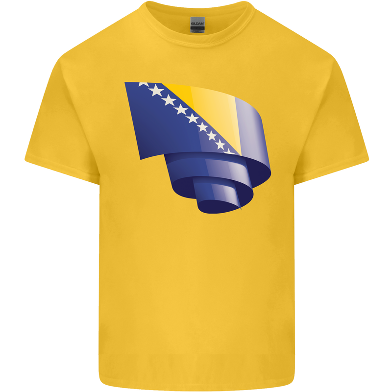 Curled Bosnia and Herzegovina Flag Day Football Mens Cotton T-Shirt Tee Top Yellow