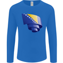 Curled Bosnia and Herzegovina Flag Day Football Mens Long Sleeve T-Shirt Royal Blue