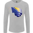 Curled Bosnia and Herzegovina Flag Day Football Mens Long Sleeve T-Shirt Sports Grey