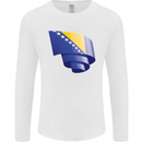 Curled Bosnia and Herzegovina Flag Day Football Mens Long Sleeve T-Shirt White