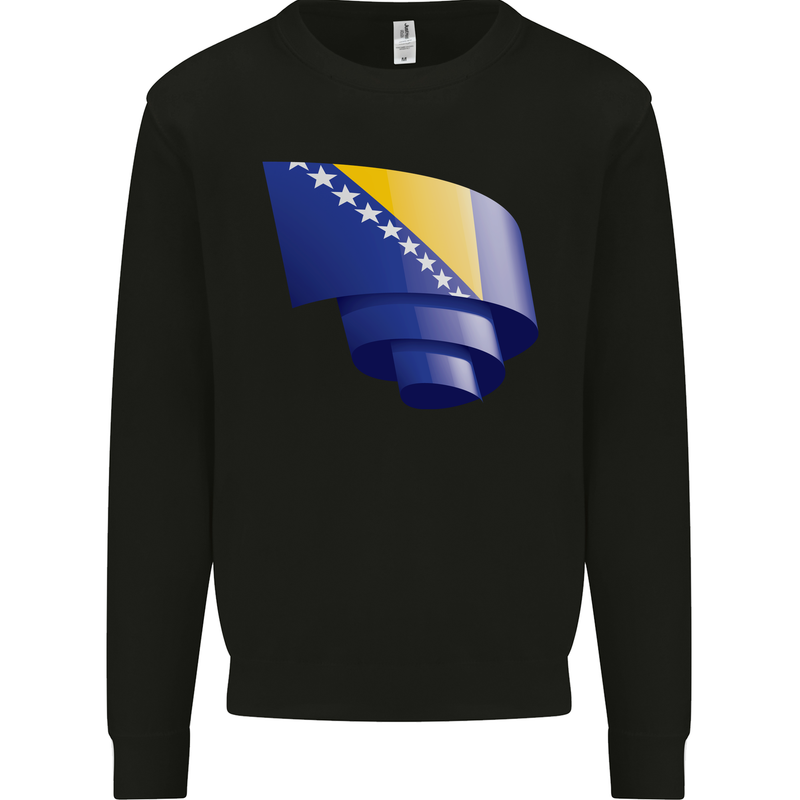 Curled Bosnia and Herzegovina Flag Day Football Mens Sweatshirt Jumper Black