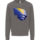 Curled Bosnia and Herzegovina Flag Day Football Mens Sweatshirt Jumper Charcoal