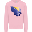 Curled Bosnia and Herzegovina Flag Day Football Mens Sweatshirt Jumper Light Pink