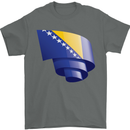 Curled Bosnia and Herzegovina Flag Day Football Mens T-Shirt 100% Cotton Charcoal