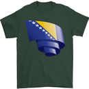 Curled Bosnia and Herzegovina Flag Day Football Mens T-Shirt 100% Cotton Forest Green