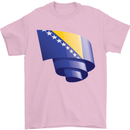 Curled Bosnia and Herzegovina Flag Day Football Mens T-Shirt 100% Cotton Light Pink