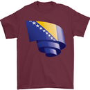 Curled Bosnia and Herzegovina Flag Day Football Mens T-Shirt 100% Cotton Maroon