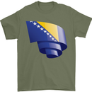 Curled Bosnia and Herzegovina Flag Day Football Mens T-Shirt 100% Cotton Military Green
