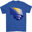 Curled Bosnia and Herzegovina Flag Day Football Mens T-Shirt 100% Cotton Royal Blue