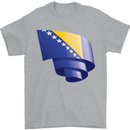 Curled Bosnia and Herzegovina Flag Day Football Mens T-Shirt 100% Cotton Sports Grey