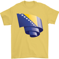 Curled Bosnia and Herzegovina Flag Day Football Mens T-Shirt 100% Cotton Yellow