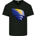 Curled Bosnia and Herzegovina Flag Day Football Mens V-Neck Cotton T-Shirt Black
