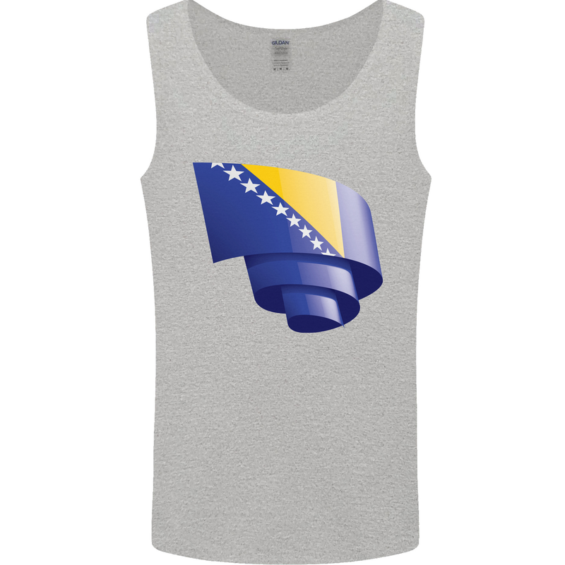 Curled Bosnia and Herzegovina Flag Day Football Mens Vest Tank Top Sports Grey