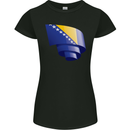 Curled Bosnia and Herzegovina Flag Day Football Womens Petite Cut T-Shirt Black