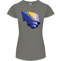 Curled Bosnia and Herzegovina Flag Day Football Womens Petite Cut T-Shirt Charcoal