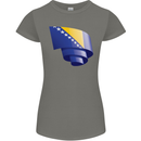 Curled Bosnia and Herzegovina Flag Day Football Womens Petite Cut T-Shirt Charcoal