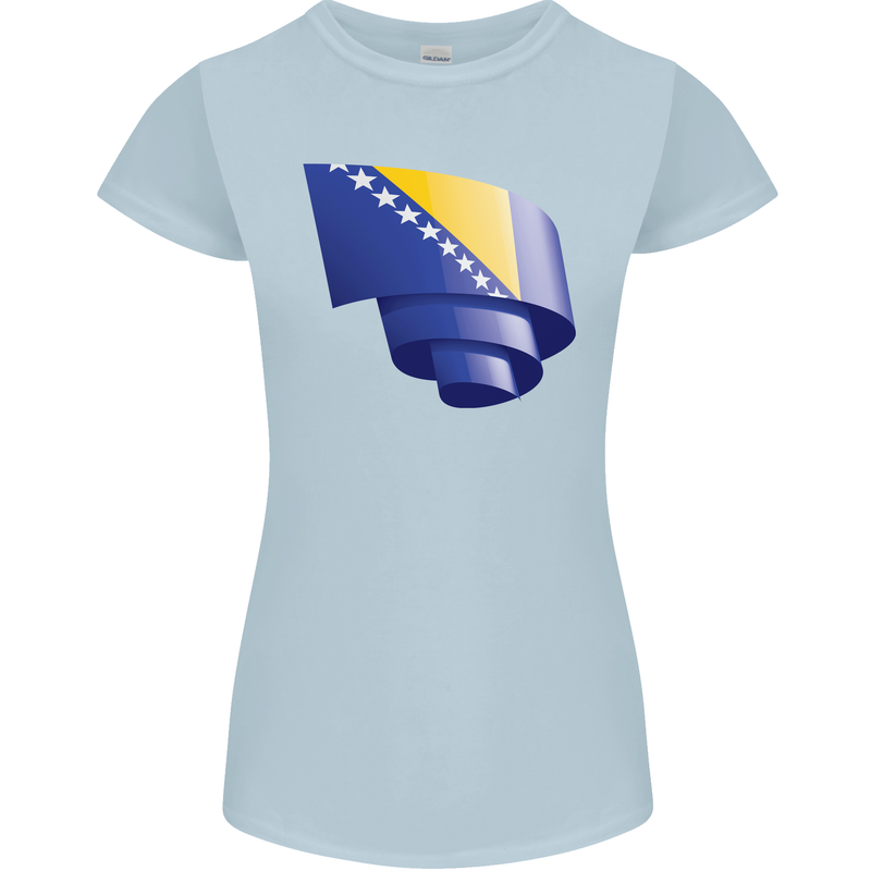 Curled Bosnia and Herzegovina Flag Day Football Womens Petite Cut T-Shirt Light Blue