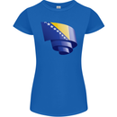 Curled Bosnia and Herzegovina Flag Day Football Womens Petite Cut T-Shirt Royal Blue