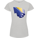 Curled Bosnia and Herzegovina Flag Day Football Womens Petite Cut T-Shirt Sports Grey