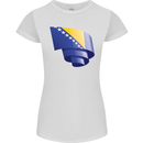 Curled Bosnia and Herzegovina Flag Day Football Womens Petite Cut T-Shirt White