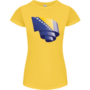 Curled Bosnia and Herzegovina Flag Day Football Womens Petite Cut T-Shirt Yellow