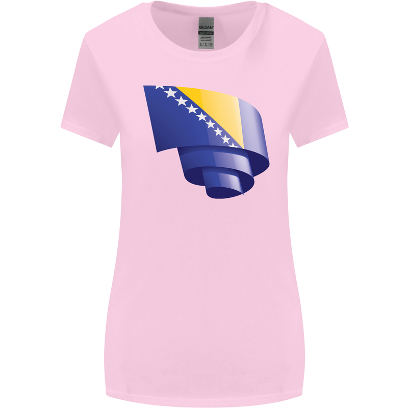 Curled Bosnia and Herzegovina Flag Day Football Womens Wider Cut T-Shirt Light Pink