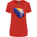 Curled Bosnia and Herzegovina Flag Day Football Womens Wider Cut T-Shirt Red